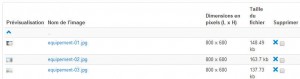 Détail liste des images